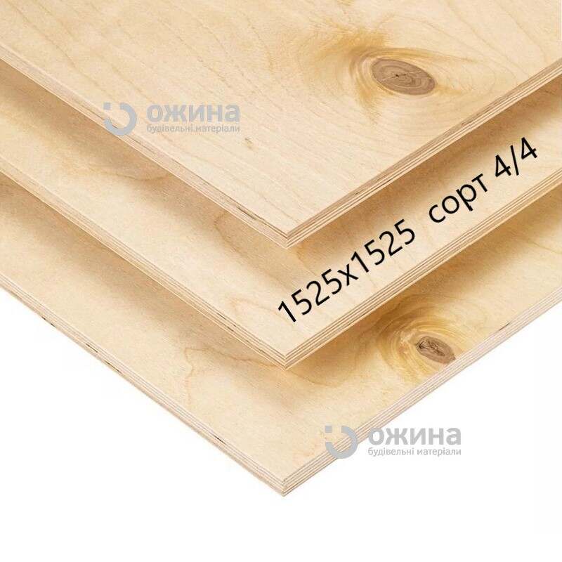 Фанера 15мм 1525х1525мм ФК сорт 4/4